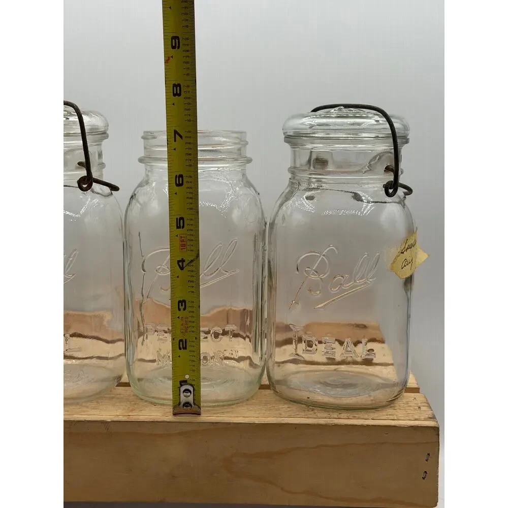 Vintage Clear Glass Ball Mason & Ideal Jars – Set of 3 - 7” Tall